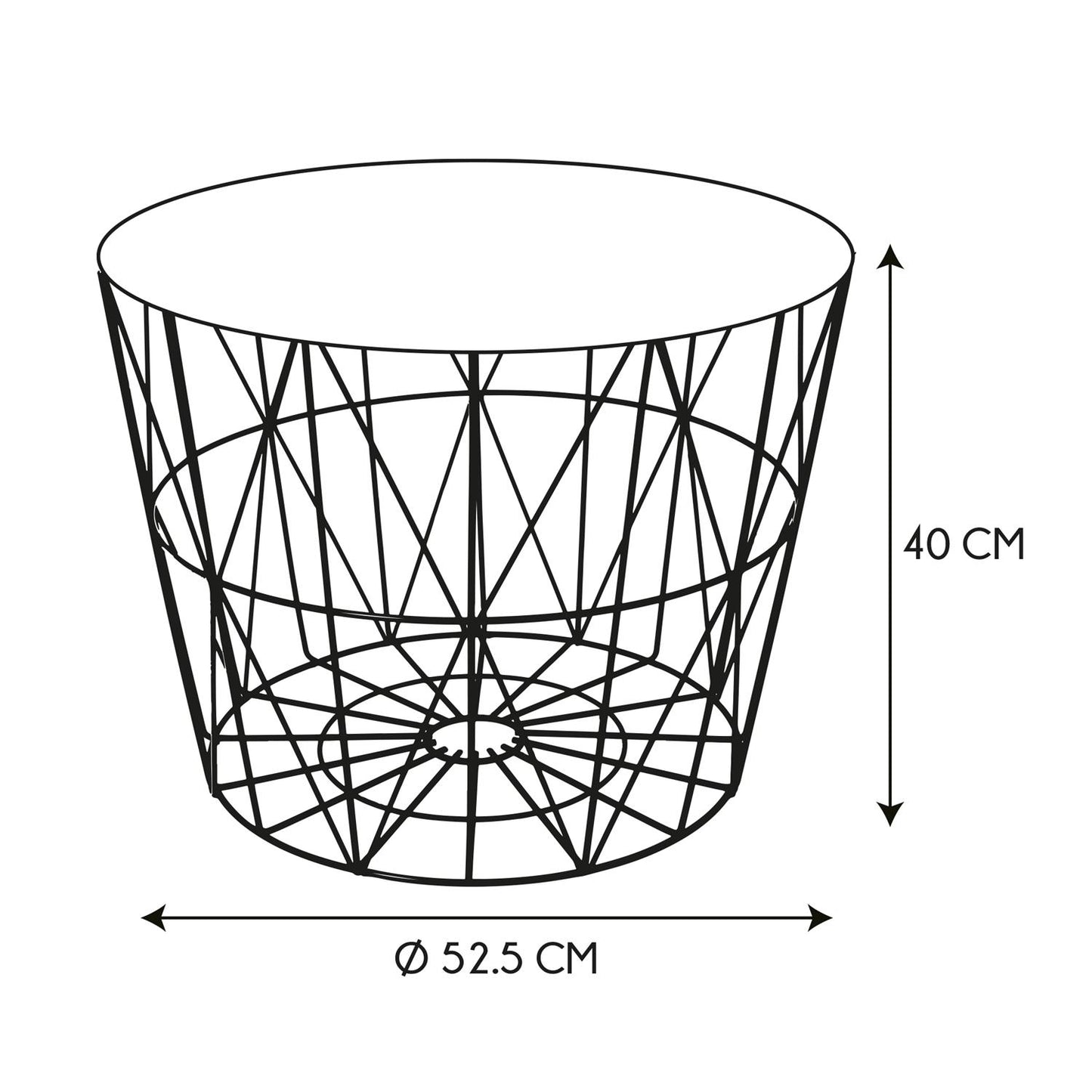 Table basse filaire métal grise 40x52cm