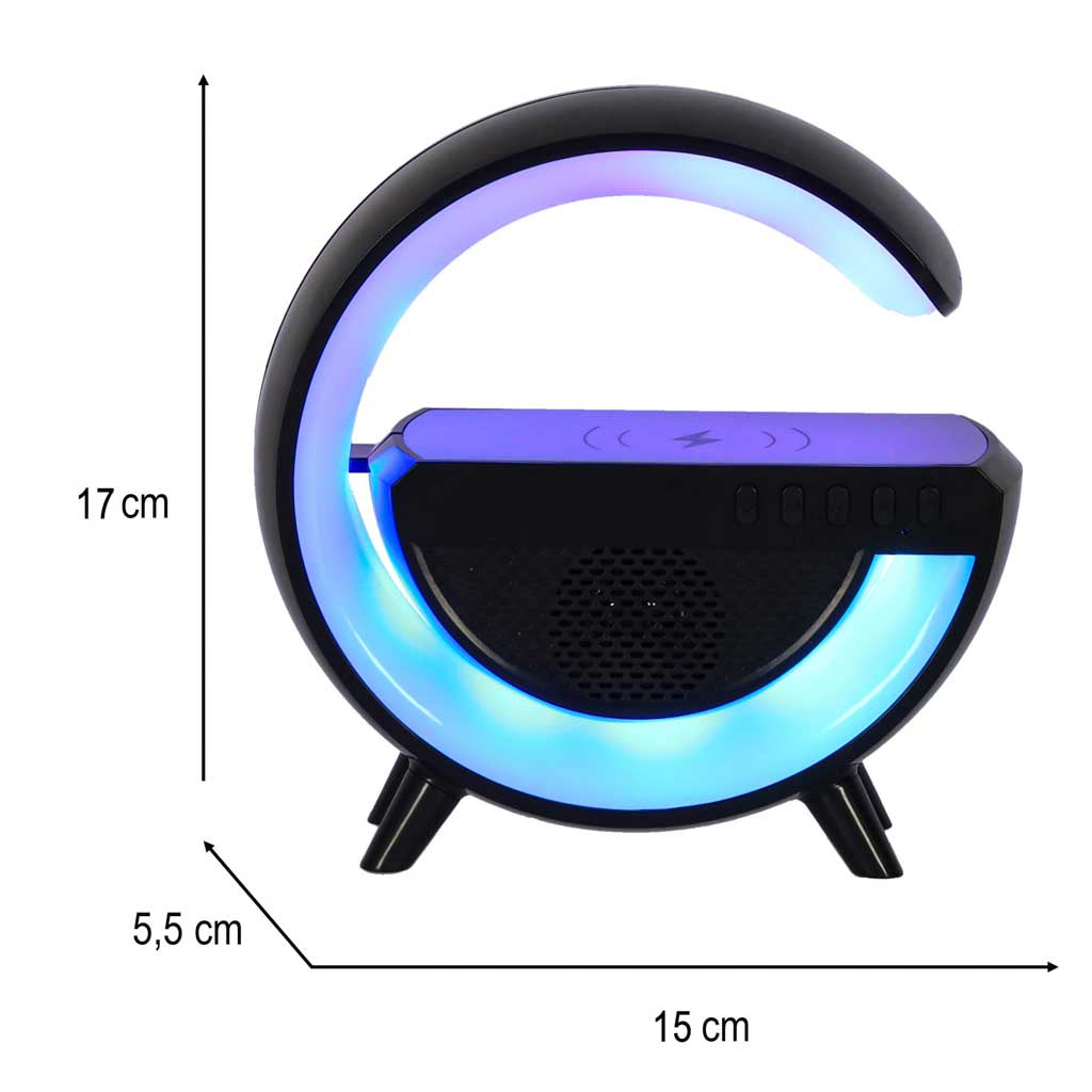 Lumière RVB avec chargeur sans fil radio noir