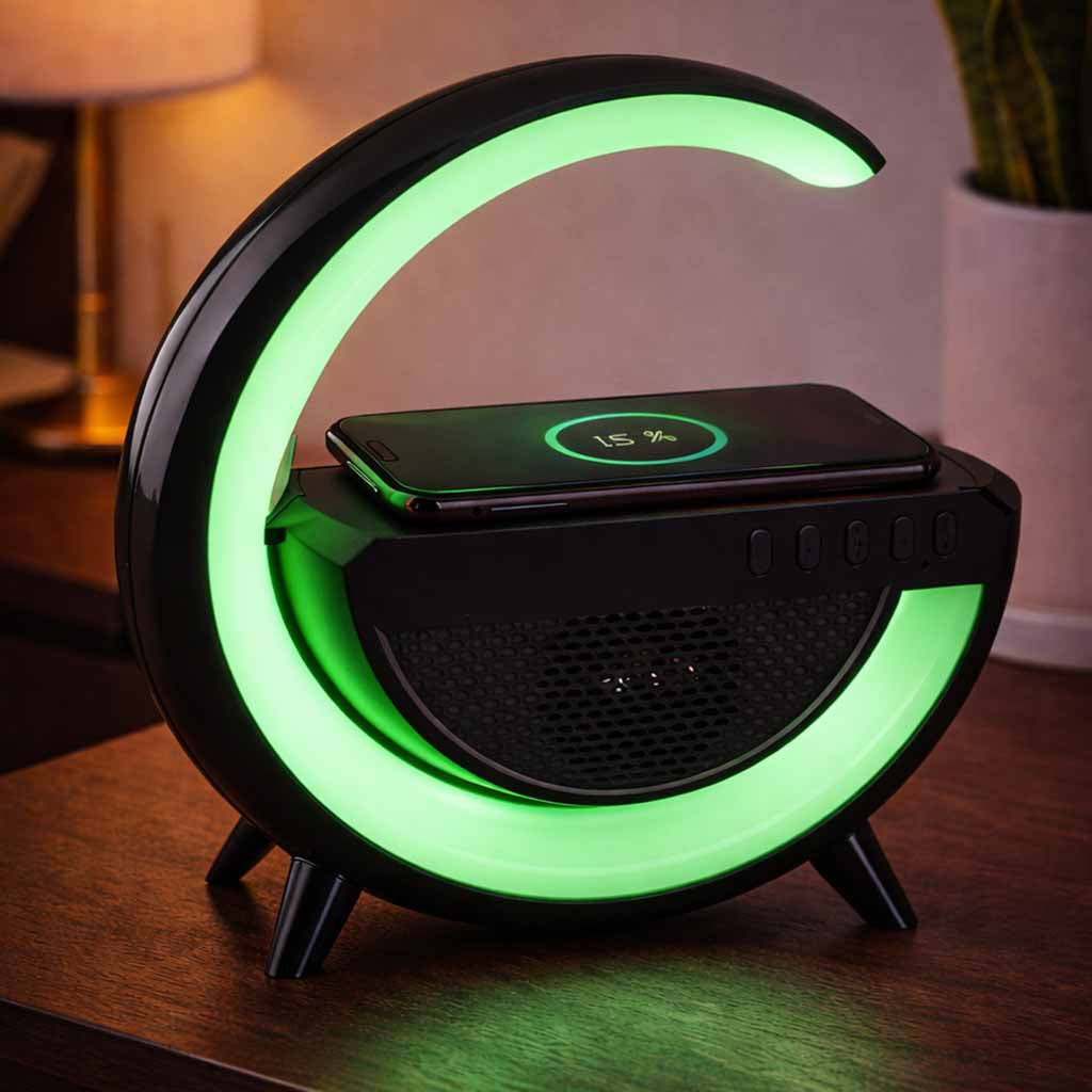 Lumière RVB avec chargeur sans fil radio noir