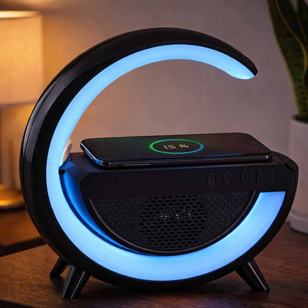Lumière RVB avec chargeur sans fil radio noir