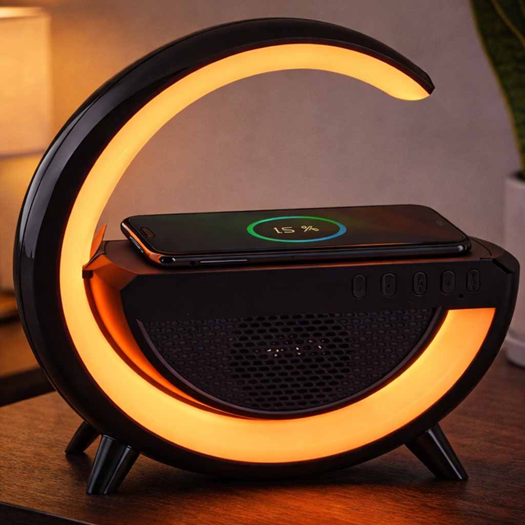 Lumière RVB avec chargeur sans fil radio noir