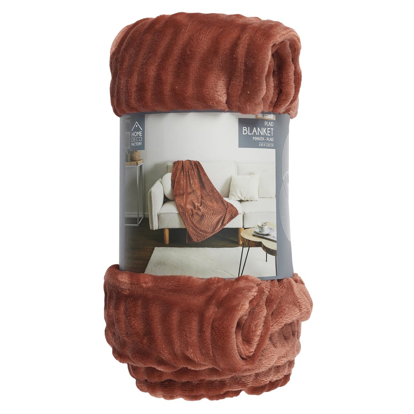 PLAID FLANELLE EMBOSSE TERRACOTTA 120X150CM M12