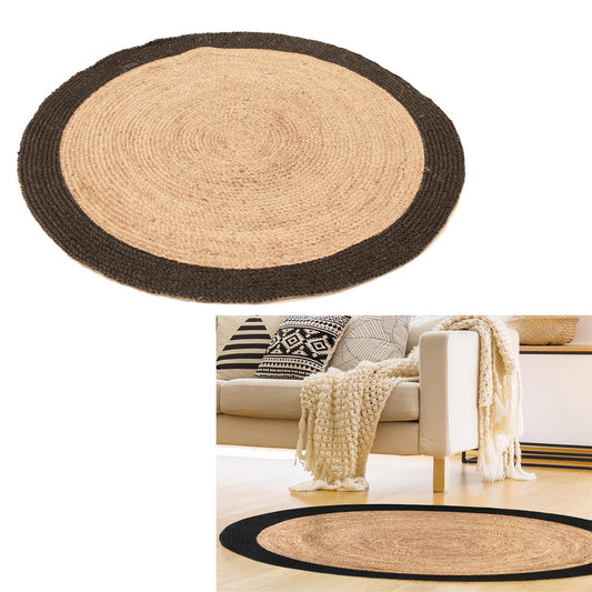 TAPIS ROND JUTE BORD NOIR 120CM M4