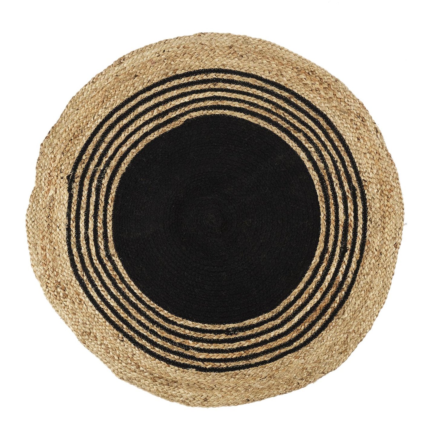 TAPIS ROND JUTE COTON NOIR 90CM M4