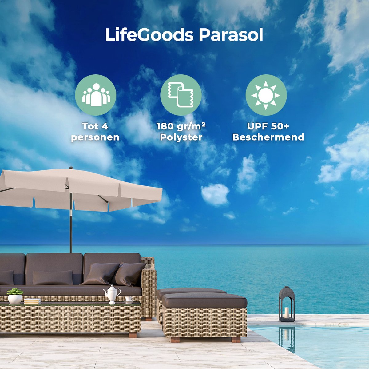 Parasol Rectangulaire Articulé 30°