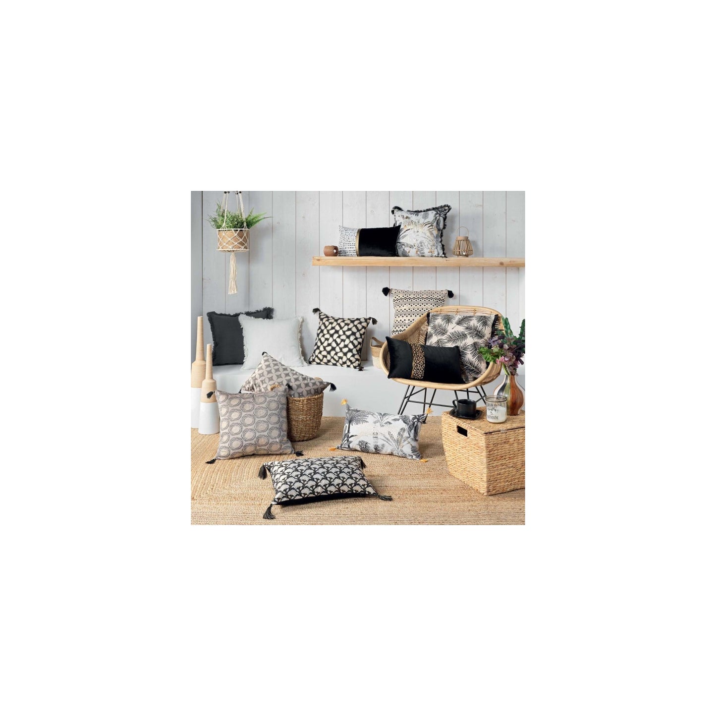 Coussin À Franges "zebrion" 45x45cm Blanc