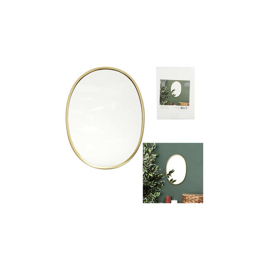 Miroir Mural Déco "contour Ovale" 34cm Or