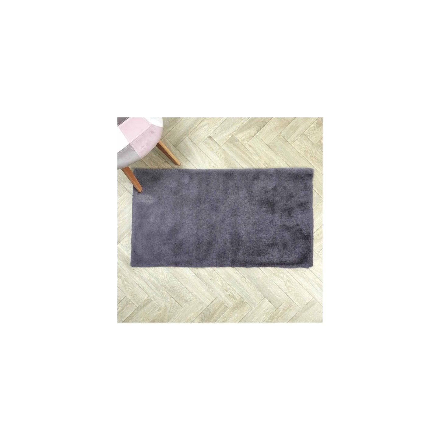 Tapis Imitation Fourrure "fin" 60x110cm Gris