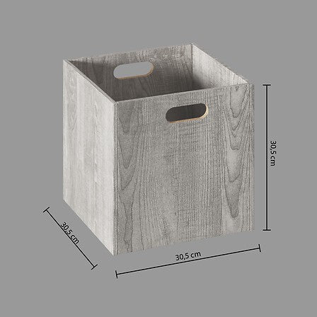 Boite rangement 31 x 31 cm bois gris