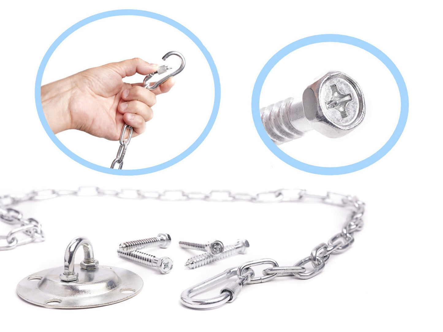 Chaîne de crochet pivotant pour hamac à montage au plafond 200 kg