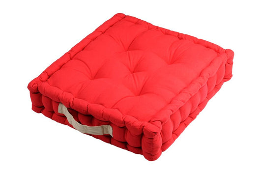 COUSSIN DE SOL DUO ROUGE/LIN 45X45X10 cm