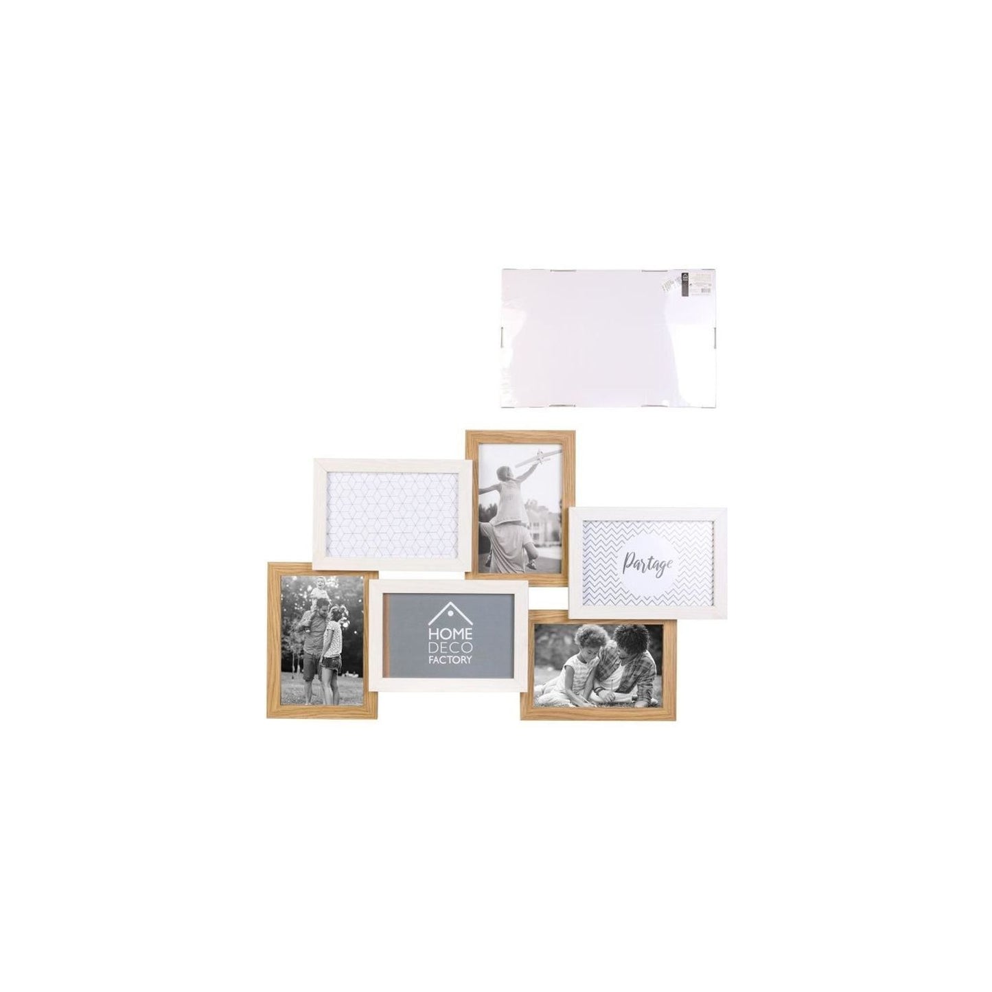 Cadres Bois Et Blanc 6 Photos 10 X 15 Cm Partage 49 X 3,4 X 31,5 Cm