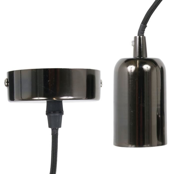 Suspension Vintage - Noir Aluminium - Câble Noir