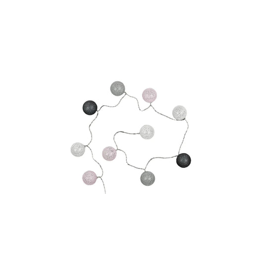 Guirlande Lumineuse à Led "10 Boules" 175cm Gris Rose
