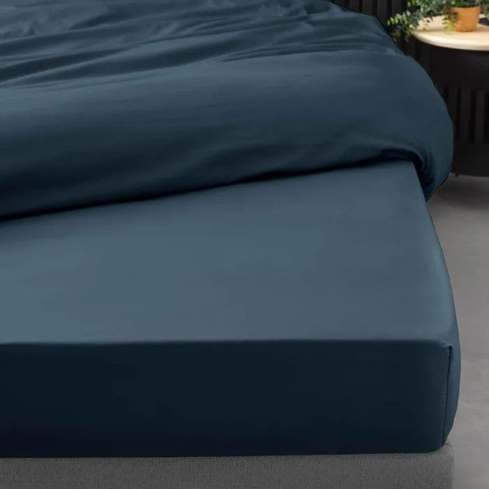 Drap Housse "percaline" 140x190cm Bleu Nuit