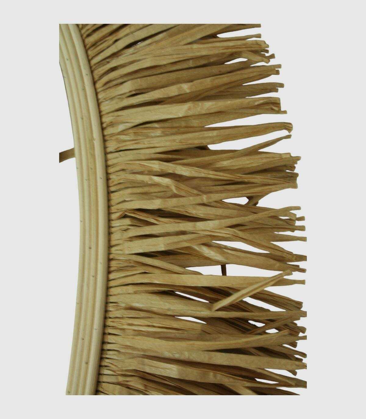 MIROIR ILANA EN ROTIN NATUREL ET FRANGES EN RAPHIA 62XH41CM