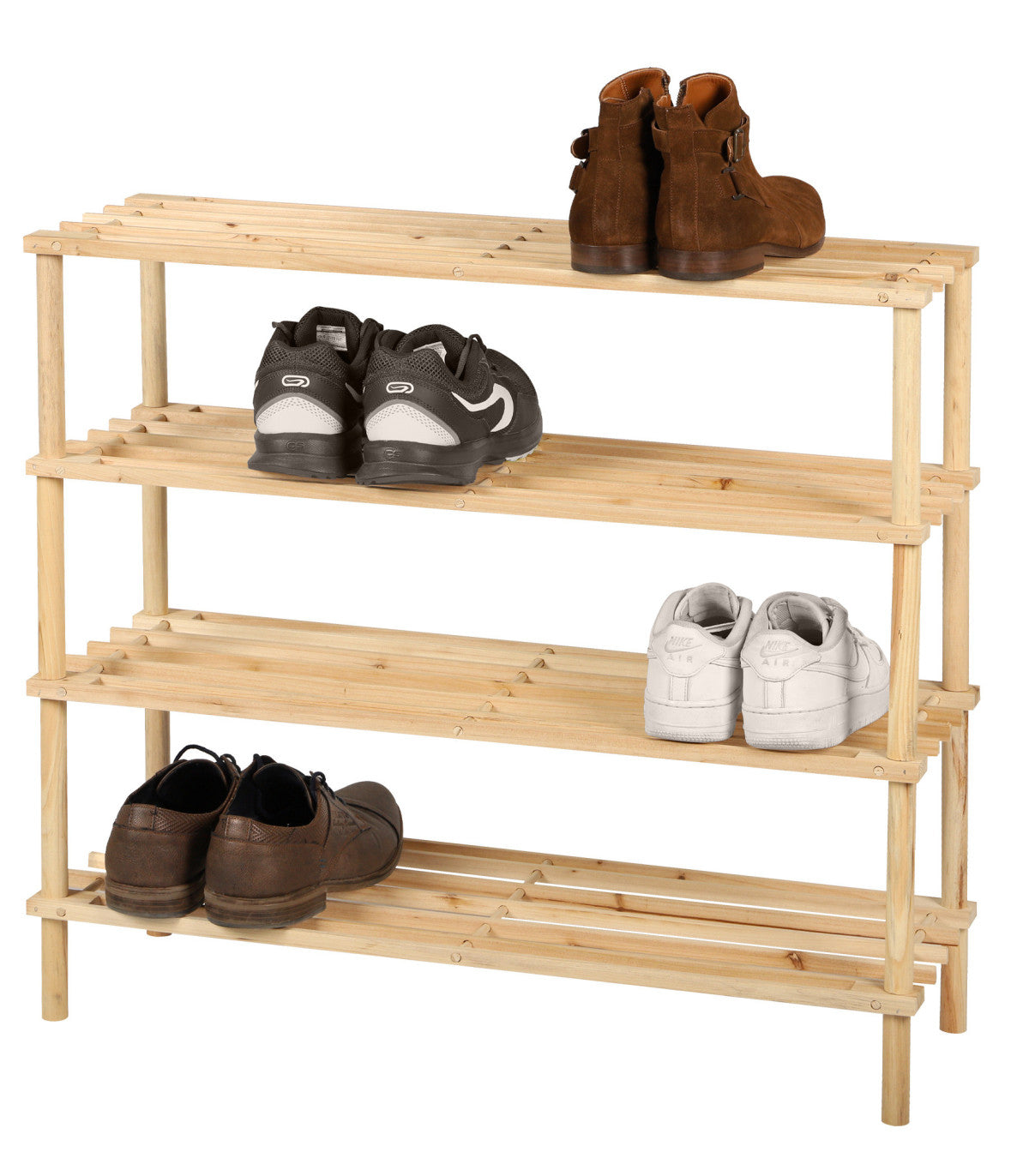 Étagère à chaussures en bois 4 niveaux - 74x26x64cm
