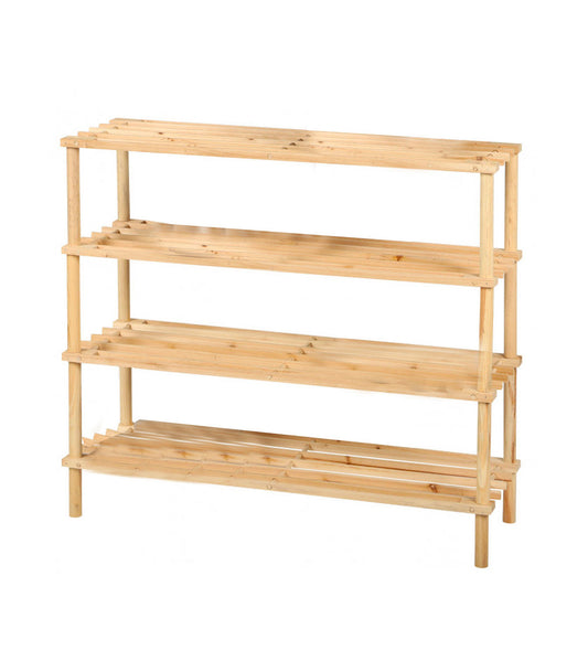 Étagère à chaussures en bois 4 niveaux - 74x26x64cm