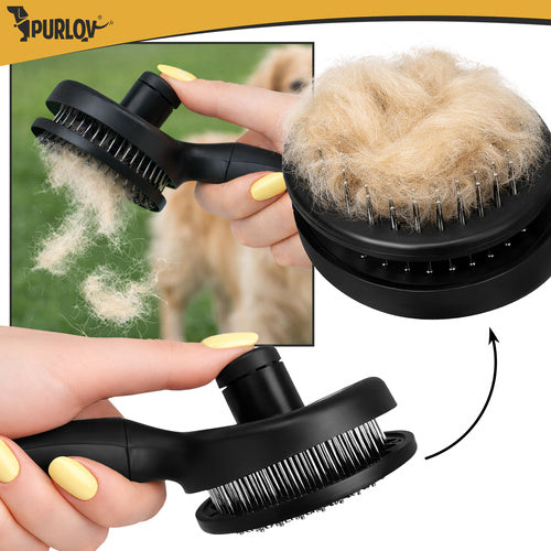 Brosse à fourrure autonettoyante noir purlov