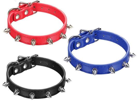 Collier chien clouté cuir eco réglable M coloris alléatoire