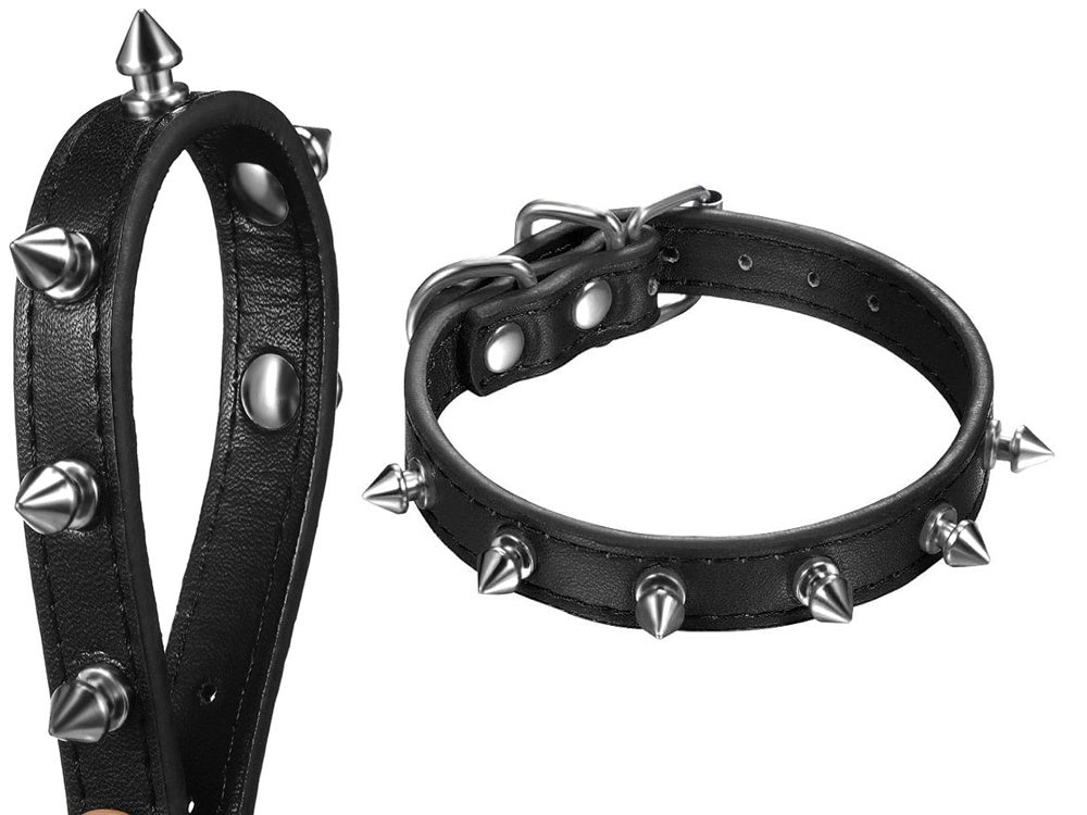 Collier chien clouté cuir eco réglable M coloris alléatoire