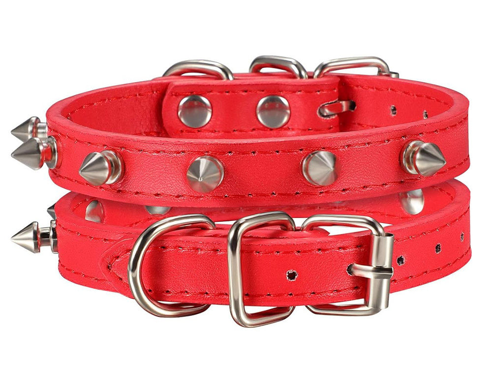 Collier chien clouté cuir eco réglable M coloris alléatoire