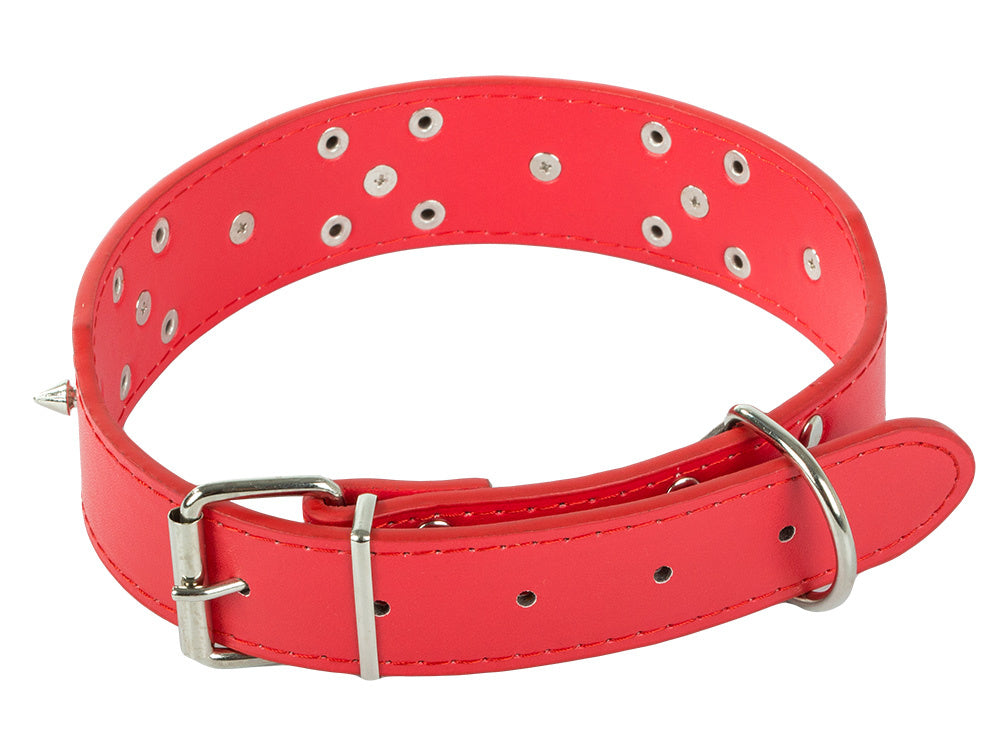 Collier chien clouté cuir eco réglable xl rouge