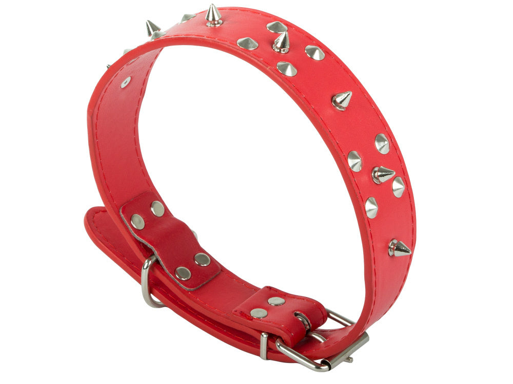 Collier chien clouté cuir eco réglable xl rouge