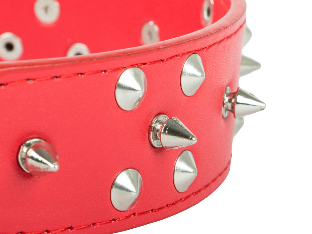 Collier chien clouté cuir eco réglable xl rouge