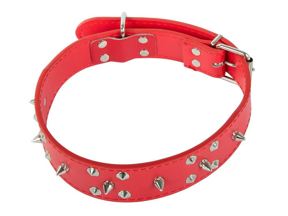 Collier chien clouté cuir eco réglable xl rouge