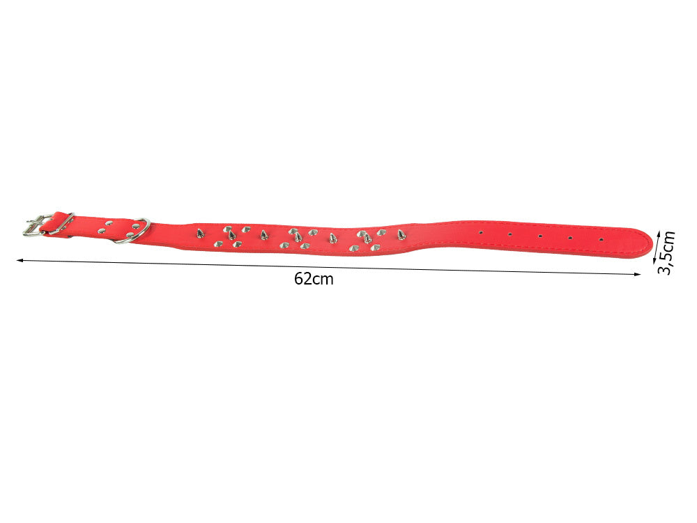 Collier chien clouté cuir eco réglable xl rouge