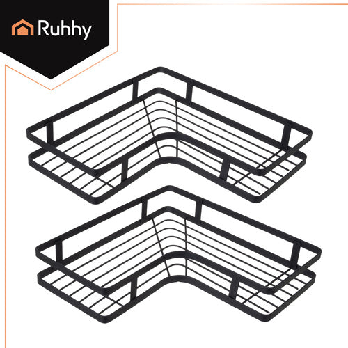 Étagère d'angle pour salle de bain - lot de 2