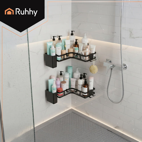 Étagère d'angle pour salle de bain - lot de 2