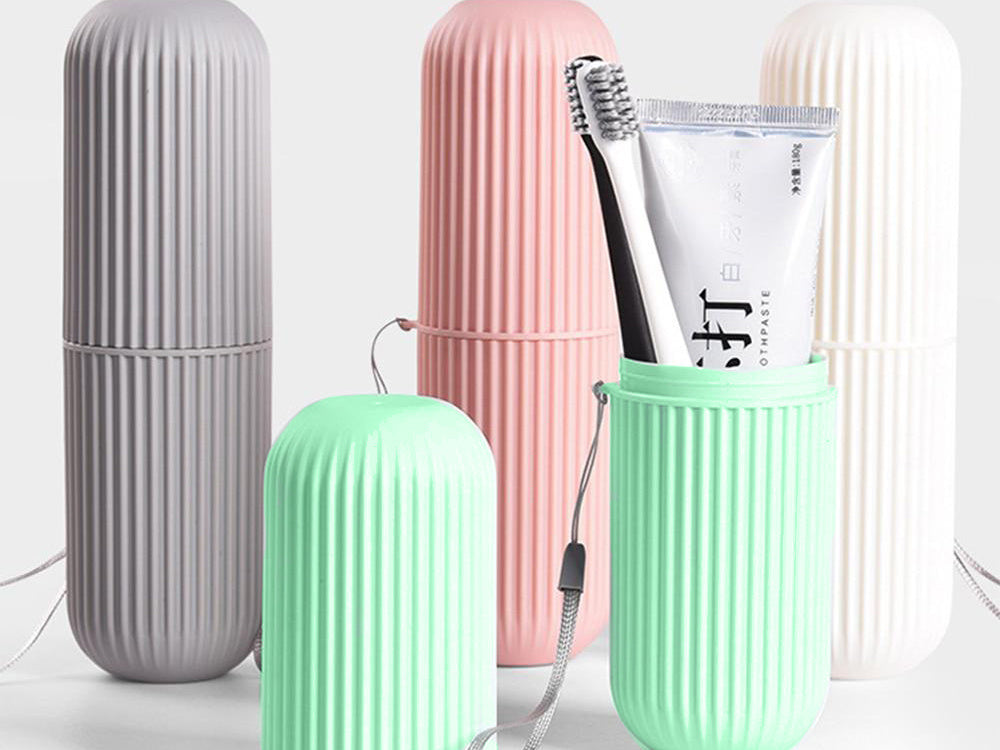 Étui à brosse à dents dentifrice organisateur de voyage étui à cosmétiques gris