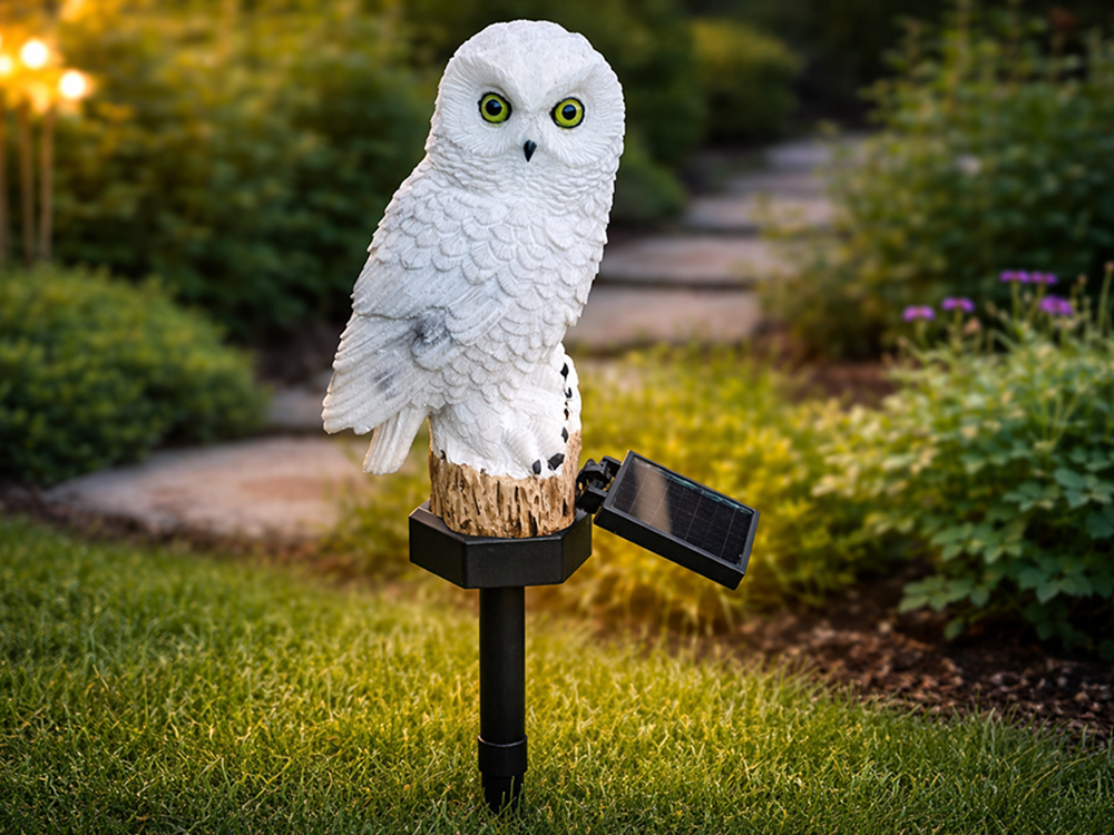 LAMPE SOLAIRE LED HIBOU DE JARDIN GRANDE LAMPE À ENFONCER DÉCORATION DE JARDIN
