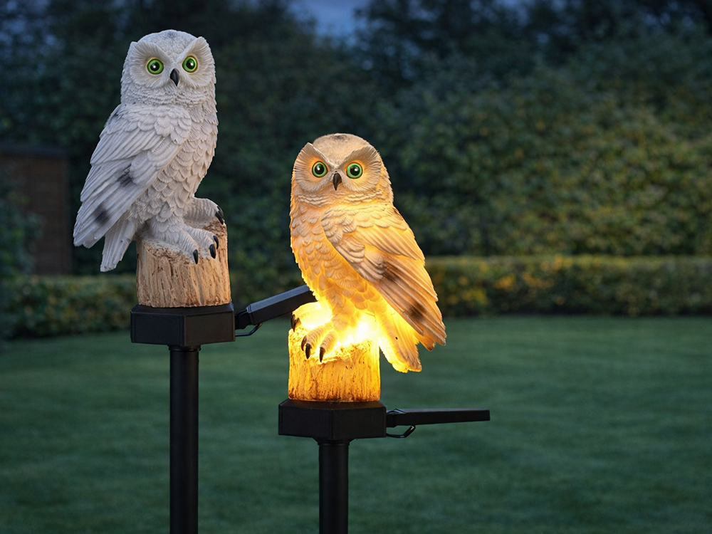 LAMPE SOLAIRE LED HIBOU DE JARDIN GRANDE LAMPE À ENFONCER DÉCORATION DE JARDIN