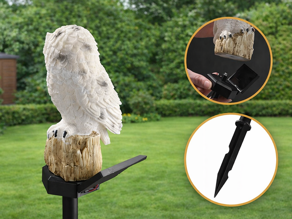 LAMPE SOLAIRE LED HIBOU DE JARDIN GRANDE LAMPE À ENFONCER DÉCORATION DE JARDIN