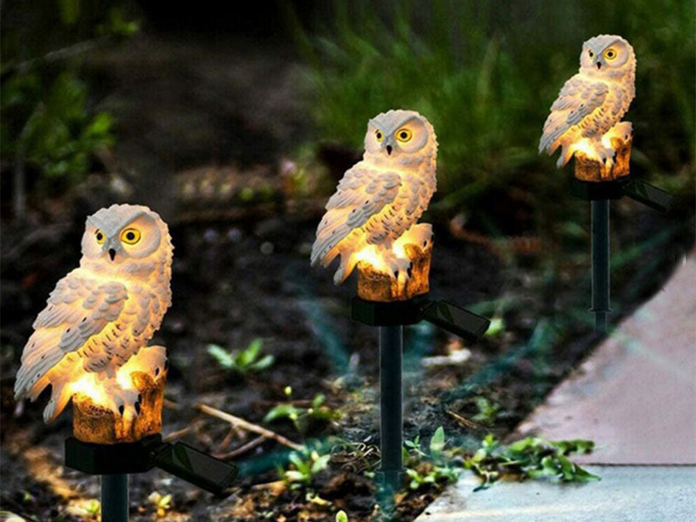 LAMPE SOLAIRE LED HIBOU DE JARDIN GRANDE LAMPE À ENFONCER DÉCORATION DE JARDIN