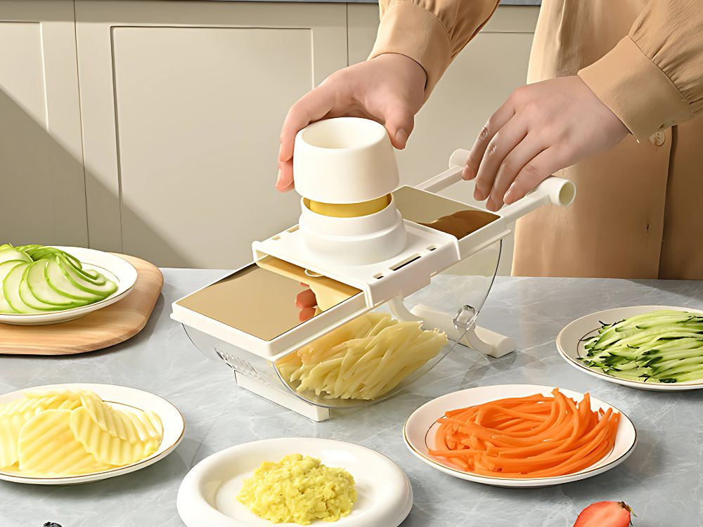 Râpe à légumes manuelle, coupe-légumes multifonctionnel à 6 lames