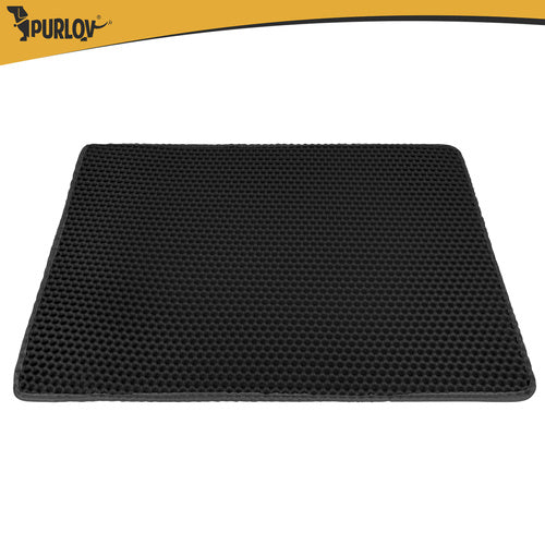 Tapis pour bac à litière Purlov 75 x 55 cm, noir, double couche, mousse EVA alvéolée
