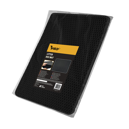 Tapis pour bac à litière Purlov 75 x 55 cm, noir, double couche, mousse EVA alvéolée
