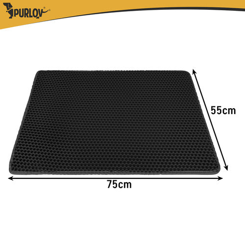 Tapis pour bac à litière Purlov 75 x 55 cm, noir, double couche, mousse EVA alvéolée