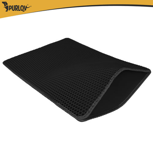Tapis pour bac à litière Purlov 75 x 55 cm, noir, double couche, mousse EVA alvéolée