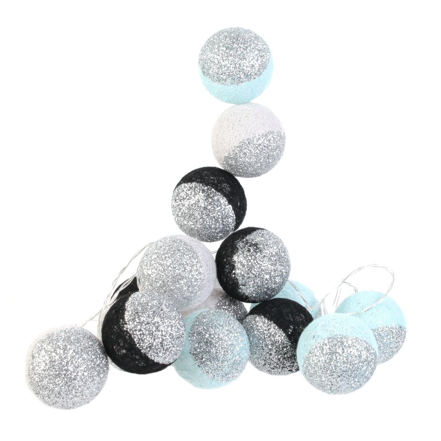 GUIRLANDE BOULE 16LED NOIR BLEU GLITTER 6X300CM M8