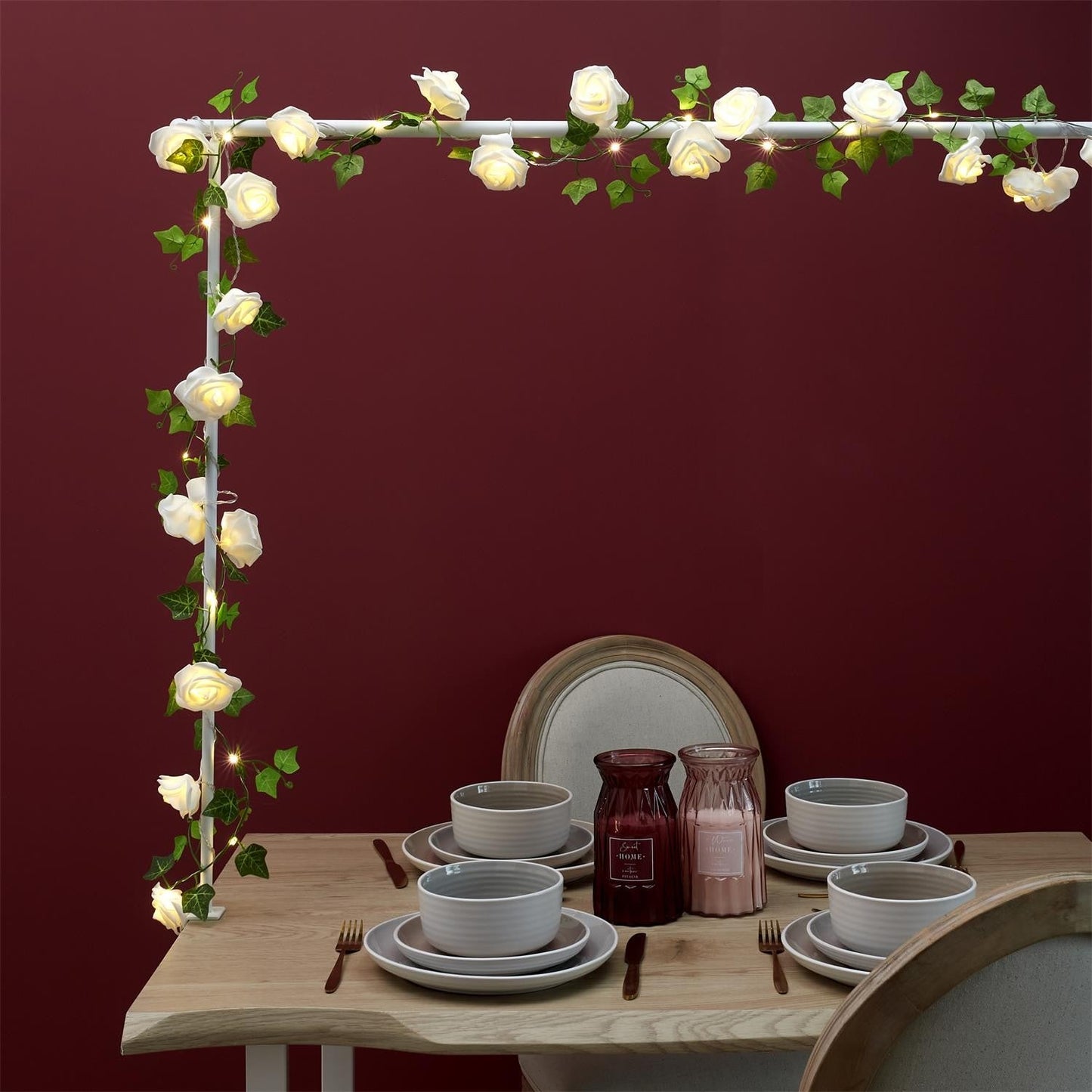 GUIRLANDE ROSE BLANCHE 20 LED 3M50 M8