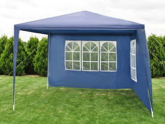 Tente de fête de jardin 3 x 3 m x 2 parois latérales bleues