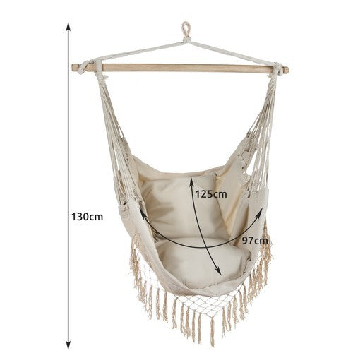 Hamac - chaise brésilienne beige 130x97 cm + 2 OREILLERS