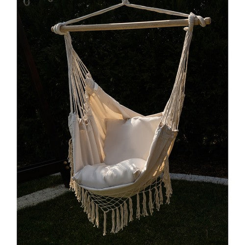 Hamac - chaise brésilienne beige 130x97 cm + 2 OREILLERS