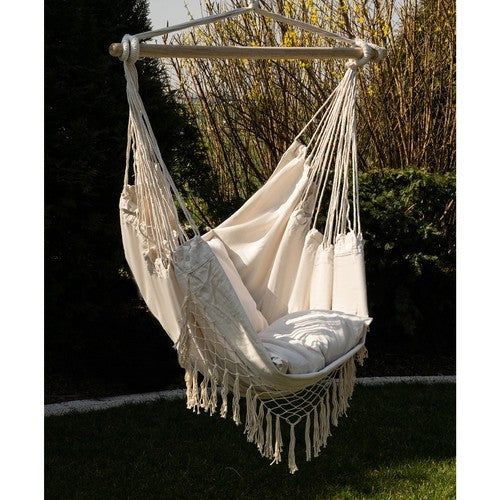 Hamac - chaise brésilienne beige 130x97 cm + 2 OREILLERS
