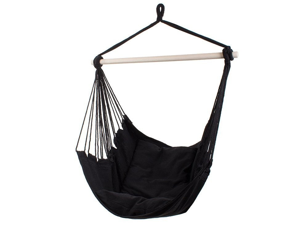 Hamac brésilien suspendu avec 2 coussins noir